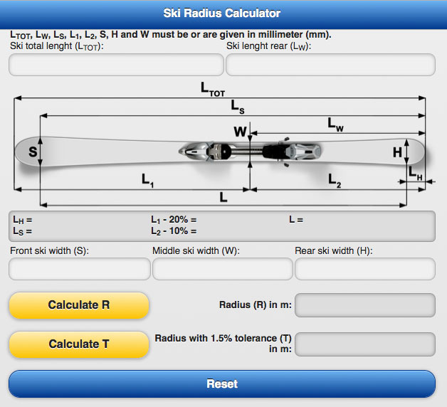 Fis skiradius calculator